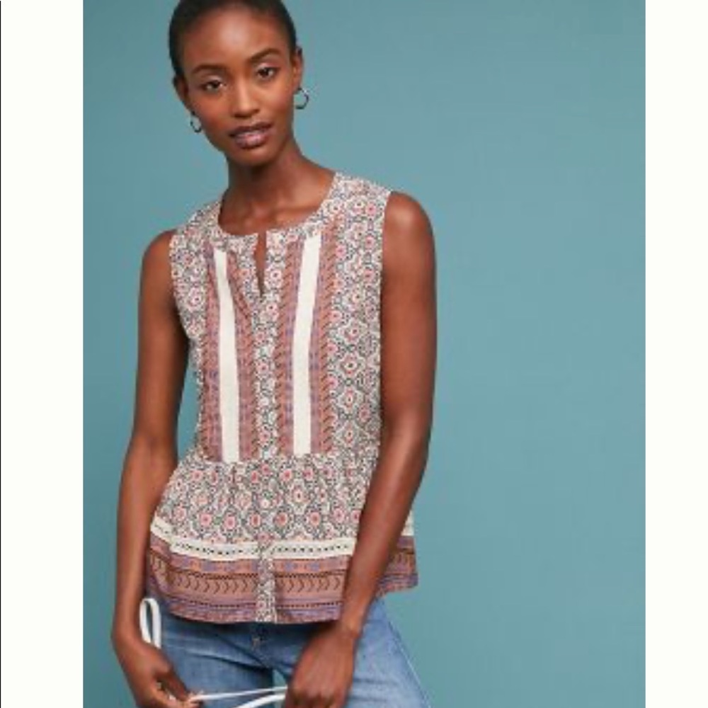 Anthropologie Lace Peplum Blouse